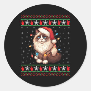 Ragdoll Kat Lelijke Kerst Ragdoll Kat Kerstverlich Ronde Sticker
