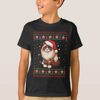 Ragdoll Kat Lelijke Kerst Ragdoll Kat Kerstverlich T-shirt