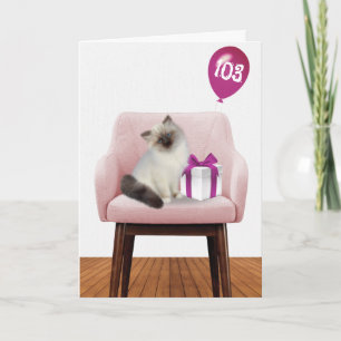 Ragdoll kat met 103e verjaardagsballon kaart