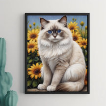 Ragdoll kat met bloemen grillige huisdier