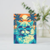 Ragdoll kat met zonnebril op het strand briefkaart (Staand voorkant)