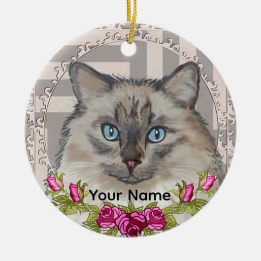 Ragdoll Kat Rozen Ornament (Voorkant)