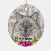 Ragdoll Kat Rozen Ornament (Links)
