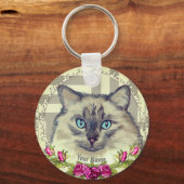 Ragdoll Kat Rozen Sleutelhanger (Voorkant)