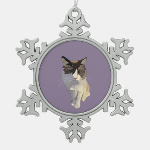 Ragdoll kat, Stof Paars Tin Sneeuwvlok Ornament
