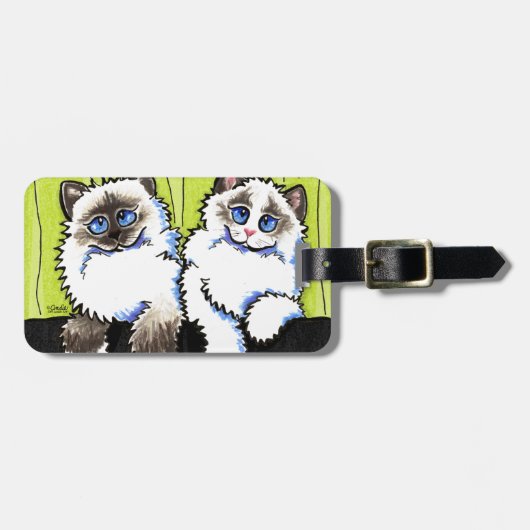 Ragdoll kattenpaar van dollen uit de Leash Art™ Bagagelabel (Voorkant horizontaal)