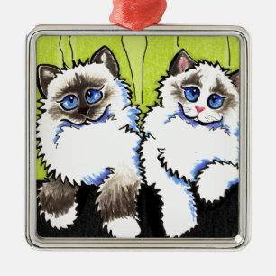 Ragdoll kattenpaar van dollen uit de Leash Art™ Metalen Ornament