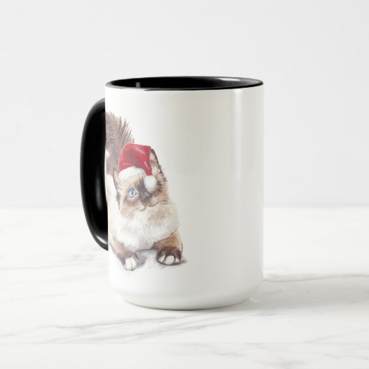 Ragdoll-kerstMok door artiest GV Hemmings Mok (Voorkant links)