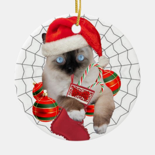 Ragdoll-kerstversiering Keramisch Ornament (Voorkant)