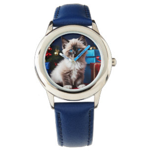 Ragdoll Kitten Kerstcadeau Horloge