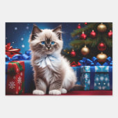 Ragdoll Kitten Kerstcadeau Inpakpapier Vel (Voorkant)