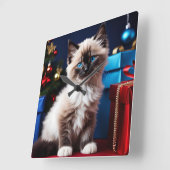 Ragdoll Kitten Kerstcadeau Vierkante Klok (Hoek)