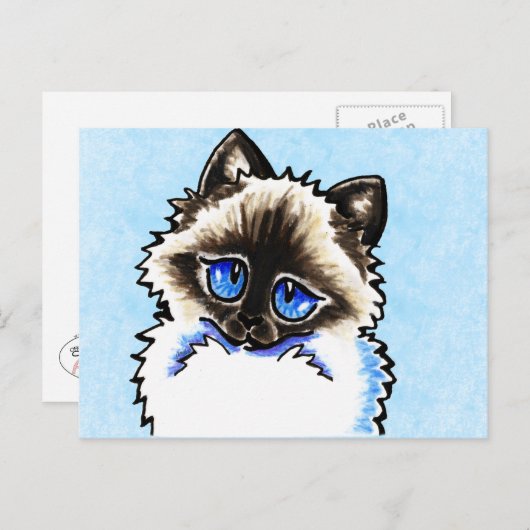 Ragdoll Ragamuffin Illustratie Briefkaart (Voorkant / Achterkant)