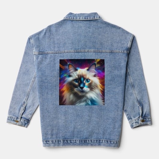 Ragdoll ras van kat kleur explosie achtergrond denim jacket (Achterkant)