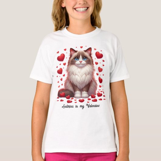 Ragdoll Romance: Valentijnsdag Hartelijk Paws T-shirt (Voorkant)
