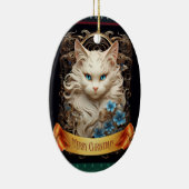 Ragdool White Cat Art Nouveau stijl Keramisch Ornament (Rechts)