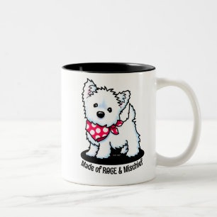 Rage and Mischief Westie Tweekleurige Koffiemok