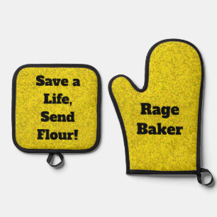 Rage Baker Gele Oven Mitt en Pot Houders Ovenwant & Pannenlap Set