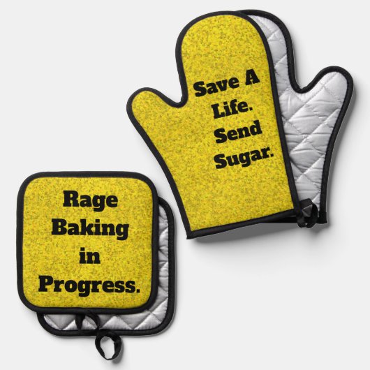 Rage Baking Oven Mitt and Pot Holder Set (Voorkant / Achterkant)