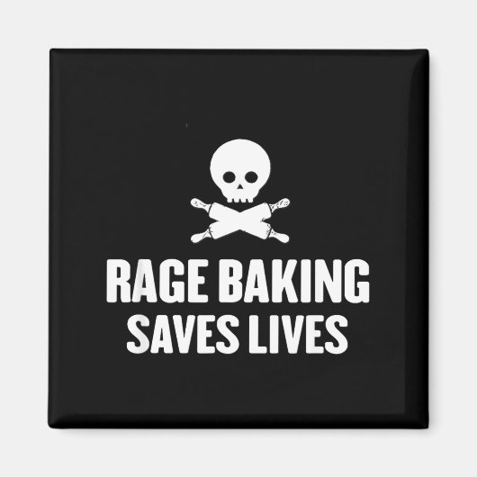 Rage Baking Saves Live Skull Funny Baker Cook Chef Magneet (Voorkant)