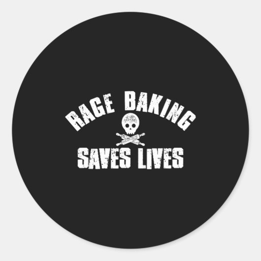 Rage Baking Saves Live Skull Funny Baker Cook Chef Ronde Sticker (Voorkant)