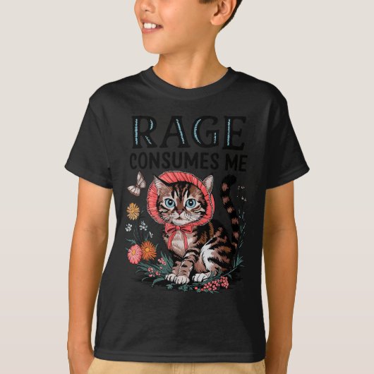 Rage Consumes Me Funny Cat Meme T-shirt (Voorkant)
