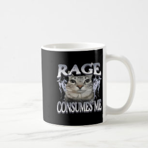 Rage Consumes Me Funny Gekke Staring Cat Meme Vrou Koffiemok