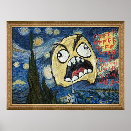 Rage Face Meme Face Comic Classy Painting Poster (Voorkant)