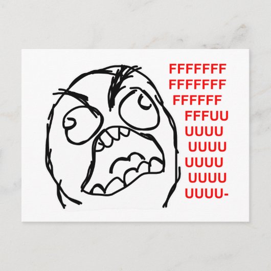 rage face rage comic meme lol rofel briefkaart (Voorkant)