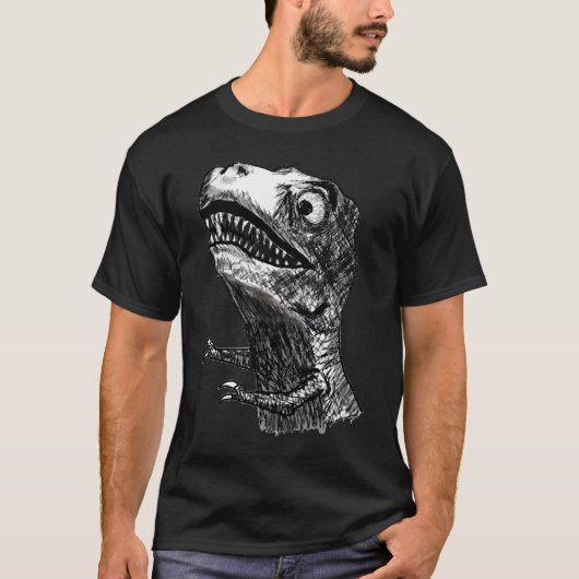 Rage Meme - T-shirt noir de T-Rex (Devant)