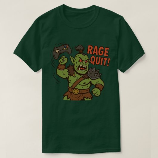 Rage Quit Funny D&D Orc T-Shirt (Design devant)