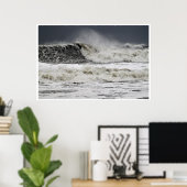 Ragerende Zeeen van orkaan Sandy Poster (Thuiskantoor)