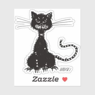Ragged Black Cat Nine Lives Sticker
