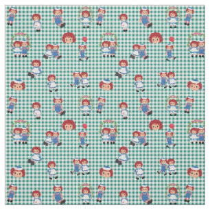Raggedy Ann en Andy op Green Gingham Stof