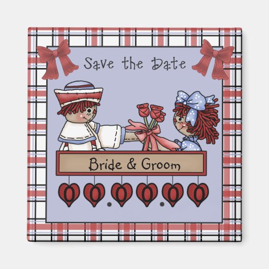 Raggedy Ann en Andy Save-the-Date Magneten (Voorkant)