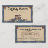 Raggedy Hearts Primitive Country Visitekaartje (Voorkant / Achterkant)