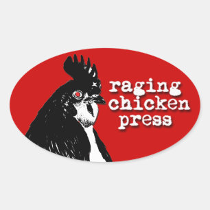 Raging Chicken Logo Ovale Sticker w / tekst