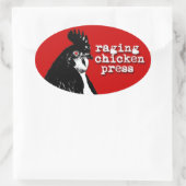 Raging Chicken Logo Ovale Sticker w / tekst (Tas)
