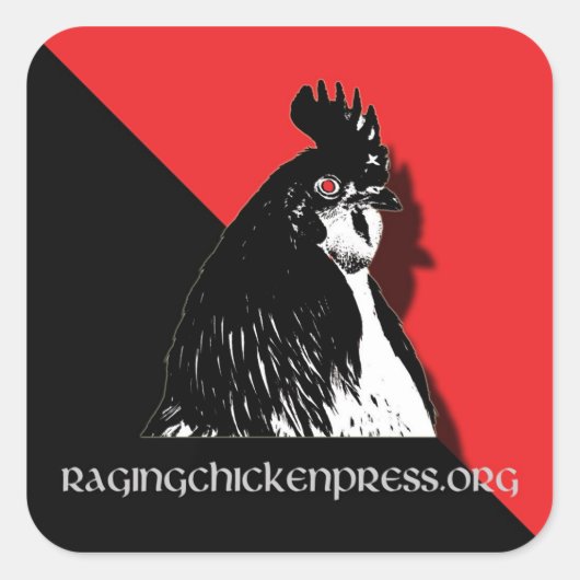 Raging Chicken Press Rode en Zwarte Sticker (Voorkant)