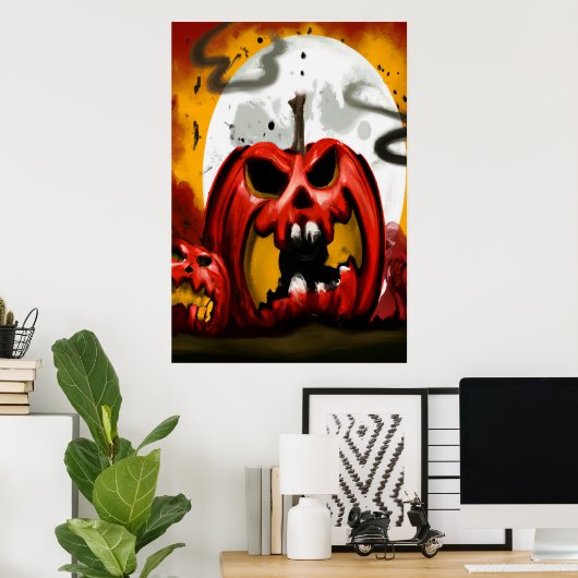 Raging Red Pumpkin | AI Art Poster (Thuiskantoor)