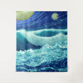 Raging Waves Blue Ocean Night Wandkleed (Voorkant)