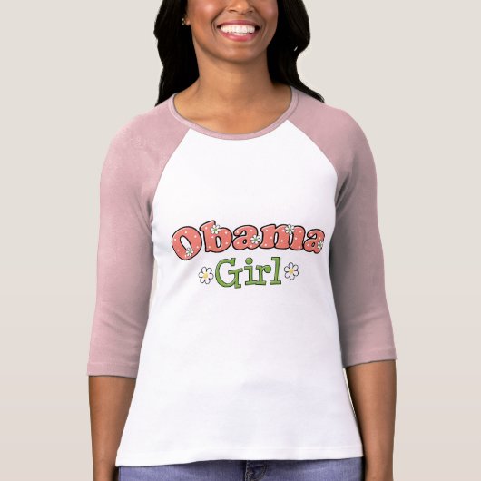 Raglan de T-shirt de fille d'Obama (Devant)