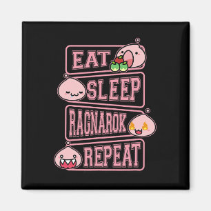 Ragnarok Poring Eet Slaap Herhaal Gamer Meme T-shi Magneet