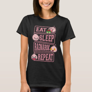 Ragnarok Poring Eet Slaap Herhaal Gamer Meme T-shi T-shirt