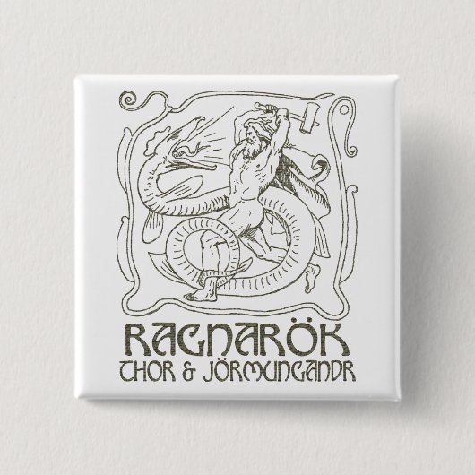 Ragnarök Vierkante Button 5,1 Cm (Voorkant)