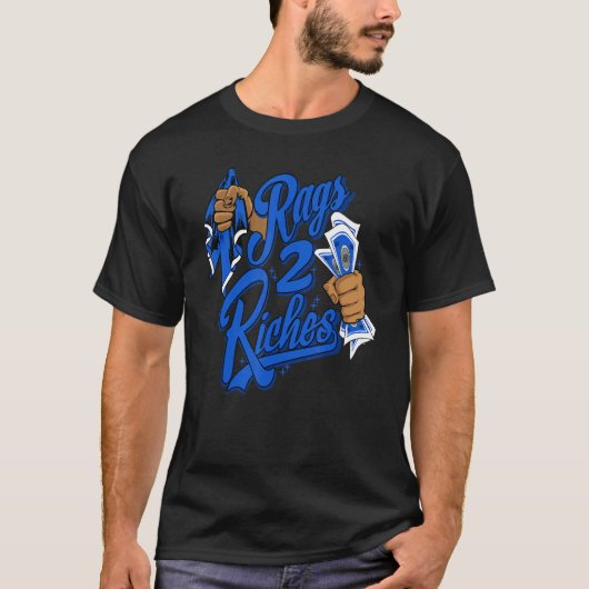 Rags 2 Riches Racer Blue 5s Matching T-shirt (Voorkant)
