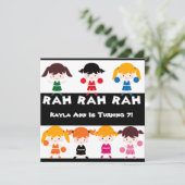 Rah Rah Rah Cheerleading Verjaardag Uitnodiging (Staand voorkant)