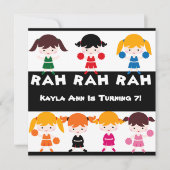 Rah Rah Rah Cheerleading Verjaardag Uitnodiging (Voorkant)