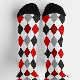 Raider Red en Black Argyle Pattern Socks Sokken
