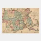 Rail Road & Township Map of Massachusetts, 1879 Inpakpapier Vel (Voorkant 2)